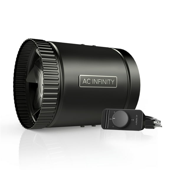 AC Infinity RAXIAL S6 6" Duct Inline Booster Fan, Low Noise Adjustable Speed for Basements - Black