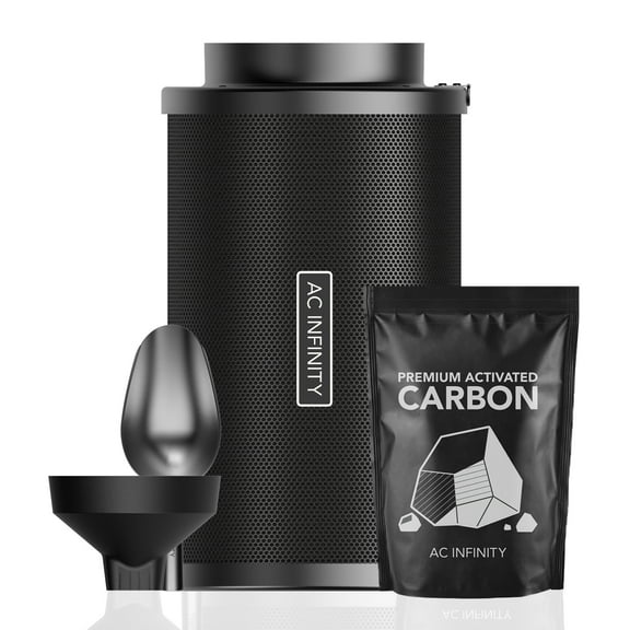 AC Infinity Refillable Carbon Filter Kit 8 with Additional Refill, Odor Removal Air Scrubber For 8" Inline Fan and Ducting, Reusable Charcoal Filter for Grow Tent Grow Room Hydroponics