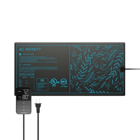 AC Infinity SUNCORE H3, Seedling Mat 10 x 20.75 with Digital Display Controller for Exact Heat Levels, Waterproof Heating Pad for Indoor Gardening, Hydroponics, Germination, Cloning