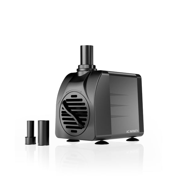 AC Infinity 150 GPH Submersible Water Pump (568 L/H, 8W), Ultra Quiet Fountain Pump with 3 ft. High Lift, 5 ft. Power Cord, for Fish Tanks, Aquariums, Fountains, Statuaries, Ponds, Pools, Hydroponics
