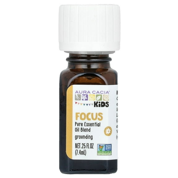 Aura Cacia Kids, Pure Essential Oil Blend, Focus, 0.25 fl oz (7.4 ml)