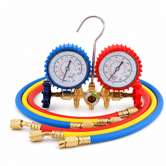 AC Manifold Gauge Set for R134a R22 R12 R502, Dual Pressure Gauges with 3FT Hoses for Car Air Conditioning Charging and Repair