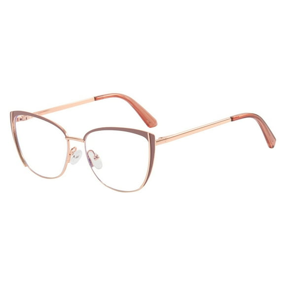 AC Metal Cat-Eye Blue Light Blocking Sunglasses, Flat Lens, Scratch-Resistant, Lightweight Foldable, For Travel Daily Use