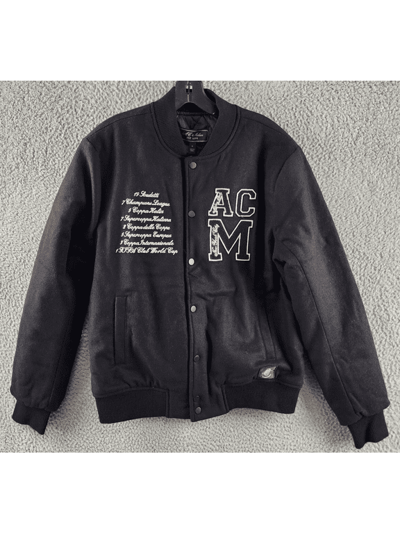 AC Milan Coach Jacket Men's M Black Full Front Button Closure With Side Pockets