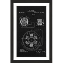 "AC Motor 1896 Black Paper" Framed Painting Print