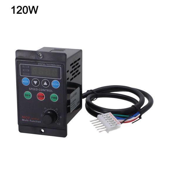 AC Motor Controller UX-52/003 for 60W-400W, Digital Governor with LCD Display, Programmable Variable Frequency Drive for Industrial Automation(120W)