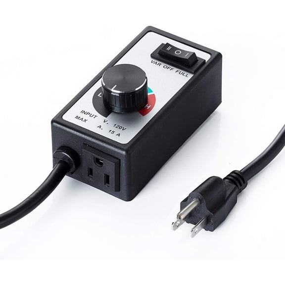 AC Motor Speed Controller for Brushed Motors - 120V 15A Fan with Variable Dial & Fuse Protection, 6 ft Long Cord Inline Duct Fan, Exhaust Grow Room, Router