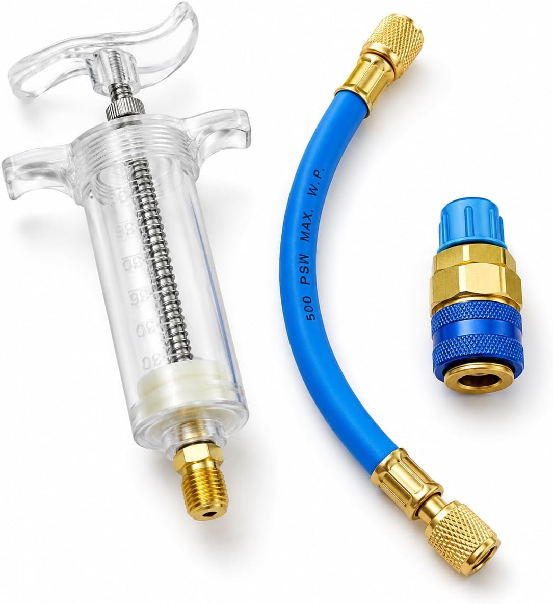 AC Oil Dye Injector Kit, 30ml Hand Push AC Oil Injector Tool with Quick ...
