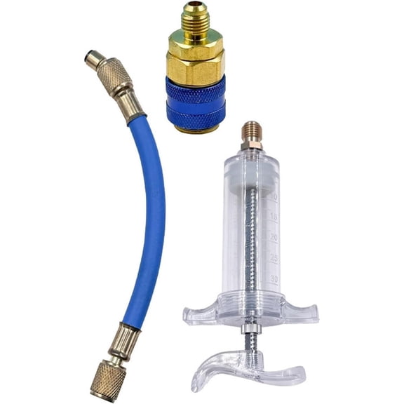 AC Oil and Dye Injector Kit 30ml with Quick Coupler for Car HVAC Compressor Service