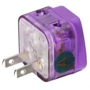 AC POWER TRAVEL ADAPTER PLUG FOR USA US CANADA SOUTH & NORTH AMERICA JAPAN TAIWAN PHILIPPINES / WITH DUAL PLUG-IN PORTS AND SURGE PROTECTION