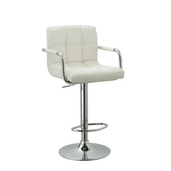 AC Pacific ACBS15-W Contemporary Adjustable Swivel Arm Barstool with Cushion - White