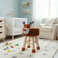 thumbnail image 1 of AC Pacific Children's Woven Deer Ottoman Stool with Wooden Legs, Brown, 1 of 9