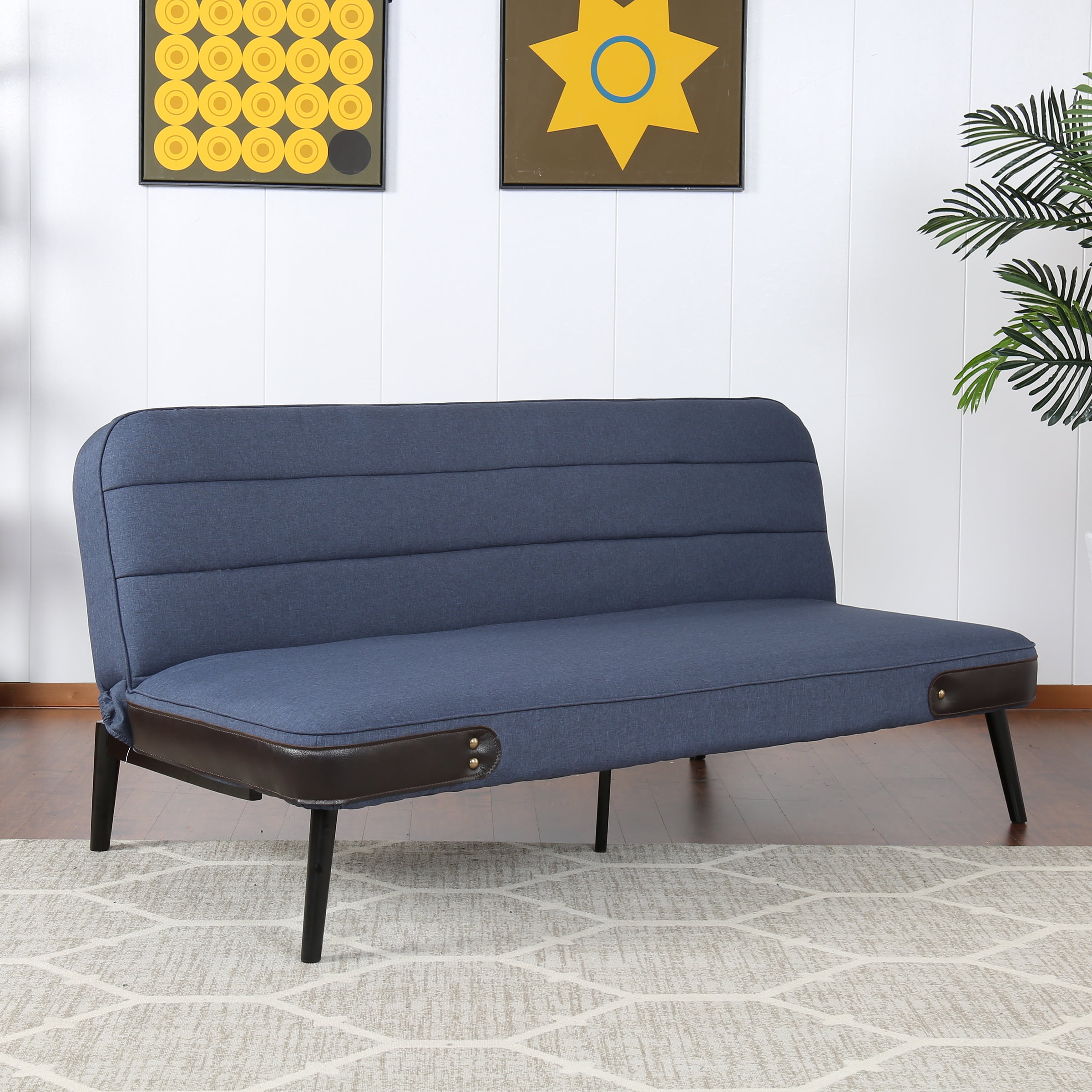 AC Pacific Convertible Upholstered Sofa Bed, Blue