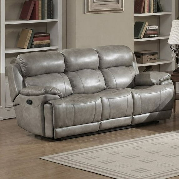 AC Pacific Estella Grey Leather Infused Fabric Transitional Reclining Sofa