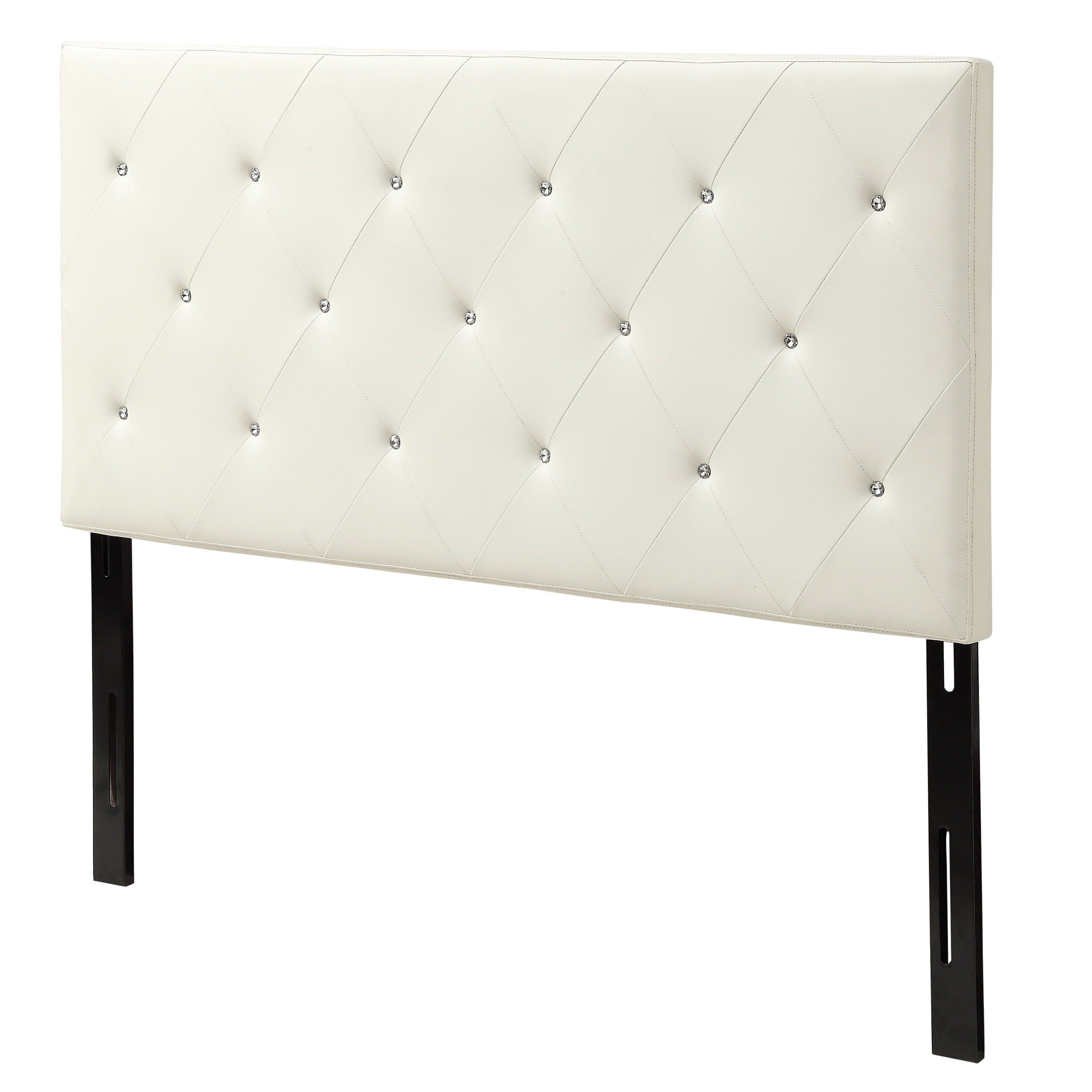 AC Pacific Full Crystal Diamond Tufted Headboard, White