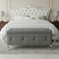 thumbnail image 1 of AC Pacific Crystal Tufted Faux Leather Storage Bench, Grey, 1 of 9