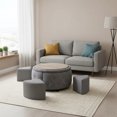 thumbnail image 1 of AC Pacific Matt Round Storage Ottoman with Reversible Tray Top, Dark Grey, 1 of 6