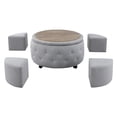 thumbnail image 1 of AC Pacific Matt Round Storage Ottoman with Reversible Tray Top, Light Grey, 1 of 5