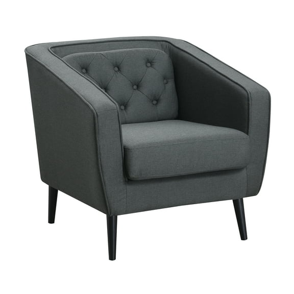 AC Pacific Mid-Century Modern Grey Polyester Tufted Tuxedo Arm Chair