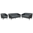 thumbnail image 1 of AC Pacific Mid-Century Modern Grey Polyester Tufted Tuxedo Arm Sofa Set, 1 of 7