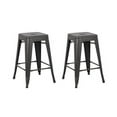 thumbnail image 1 of AC Pacific Backless Distressed Metal Barstool, Black, 24 -inch, Set of 2, 1 of 5