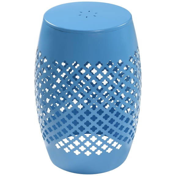 AC Pacific Powder Coated Iron Outdoor Blue Side Table