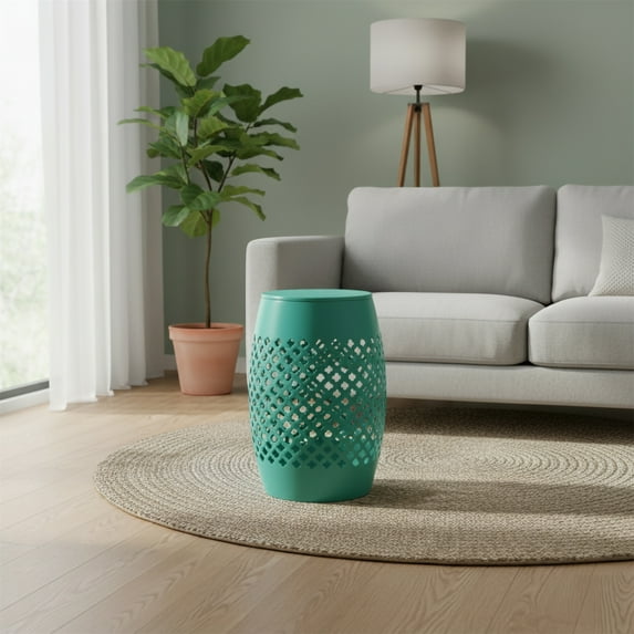 AC Pacific Powder Coated Iron Outdoor Green Side Table