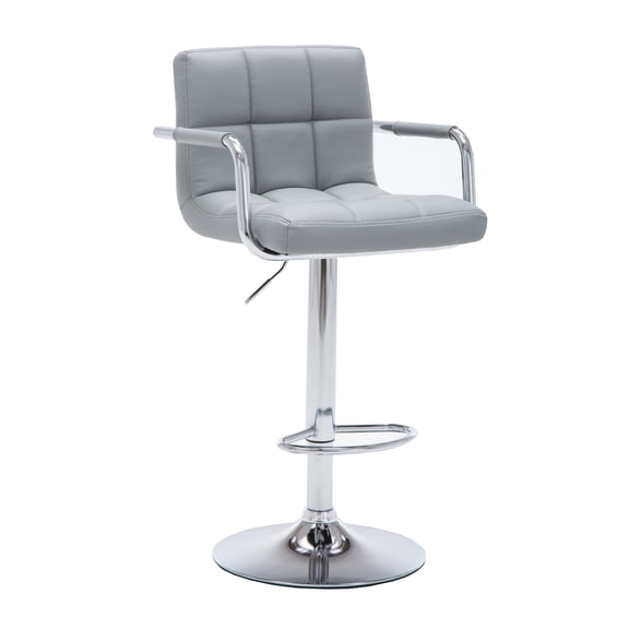 AC Pacific Upholstered Adjustable Retro Bar Stool Grey Wood, Chrome