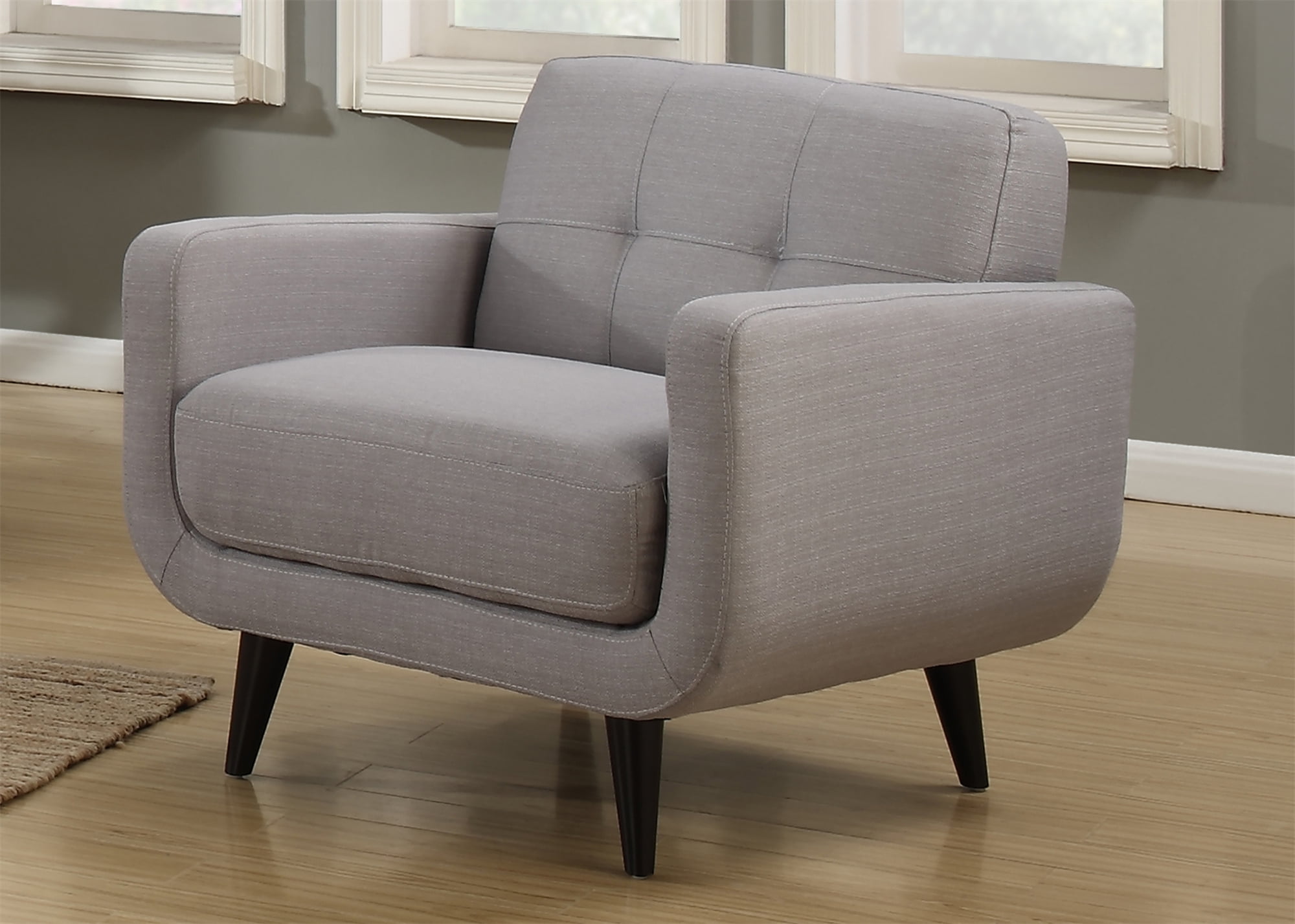 AC Pacific Upholstered Crystal Mid-Century Arm Chair, Gray