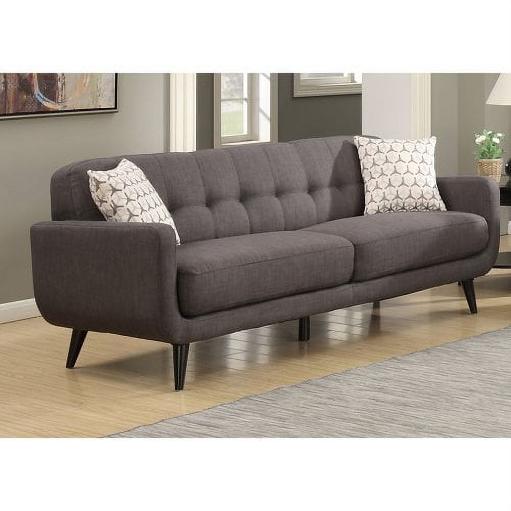 AC Pacific Upholstered Mid-Century Crystal Sofa, Charcoal