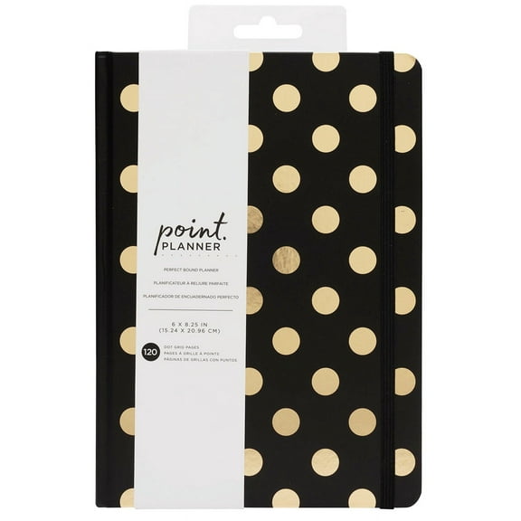 AC Point Planner Perfect Bound Planner 6"X8"-Gold Dots - Dot Grid - 120 Sheets