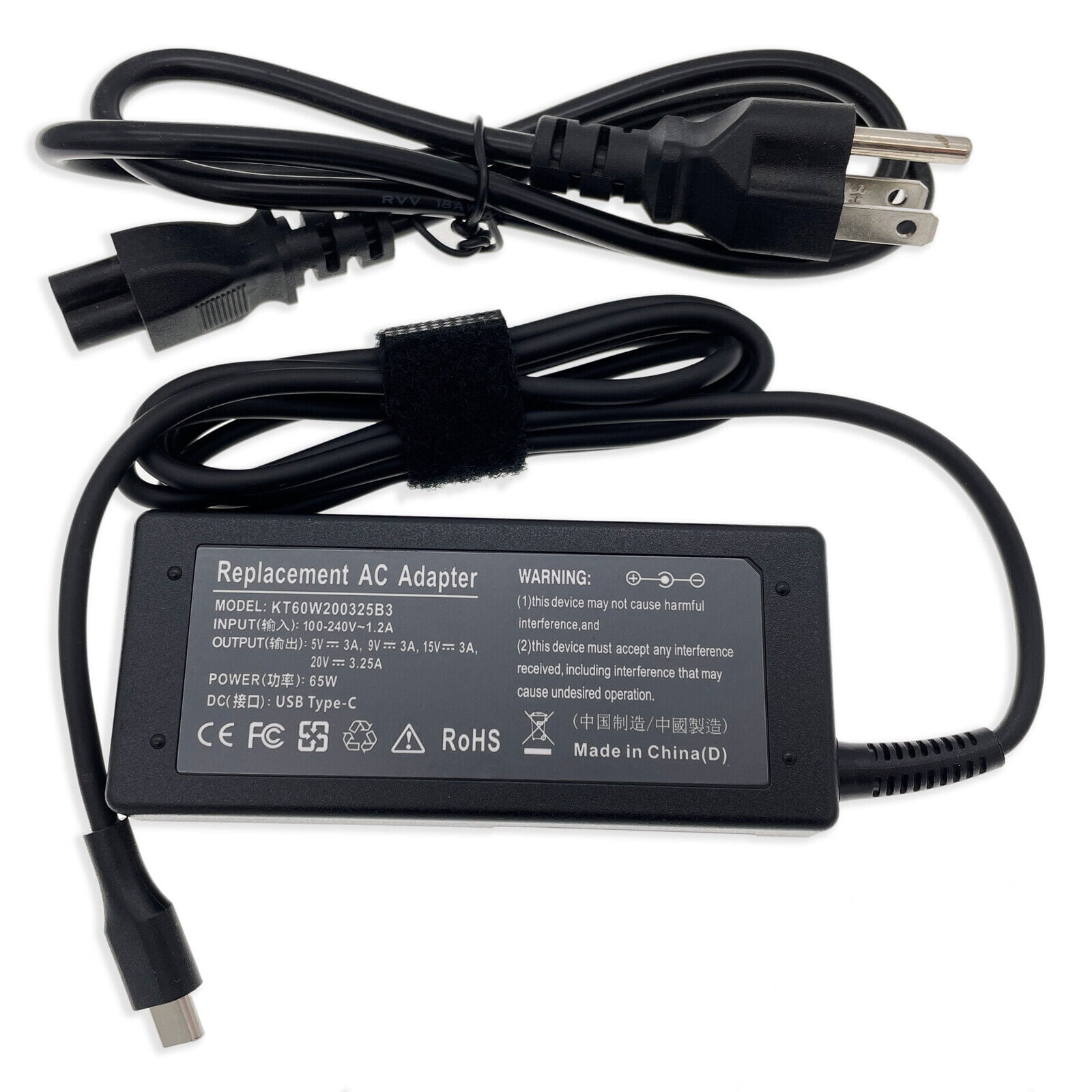 PowerHOOD 65W 45W USB-C Charger for Dell ChromeBook 3380 3100 3110 3400 5190 7486 Latitude 7410 5430 3445 Chromebook 3110 3100 5190 2-in-1 Laptop USB Type-C AC Adapter Wall Fast Charging Power Supply