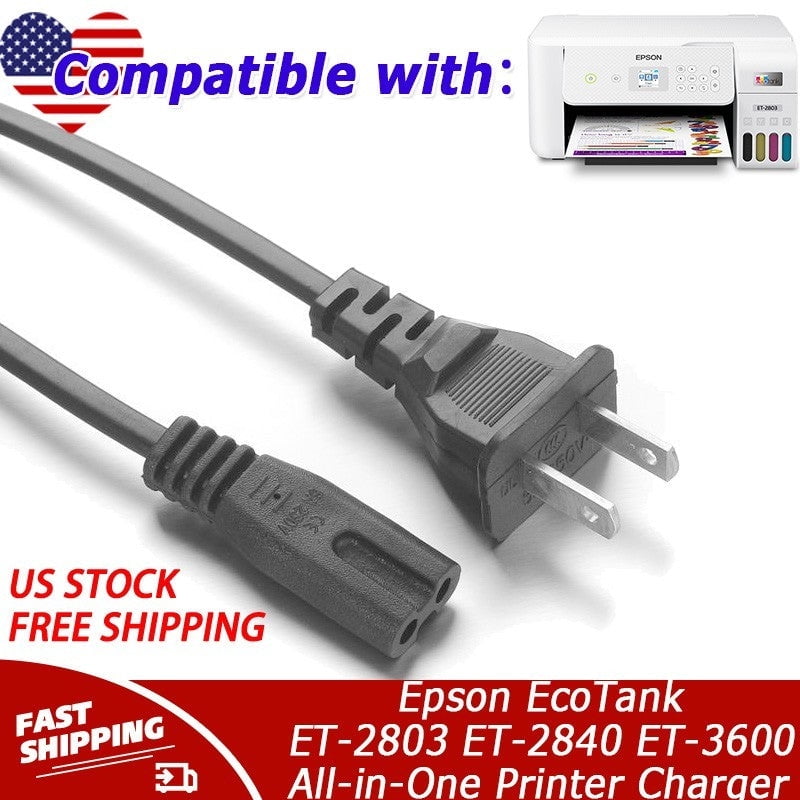 AC Power Cord Cable Compatible with Epson EcoTank ET-2803 ET-2840