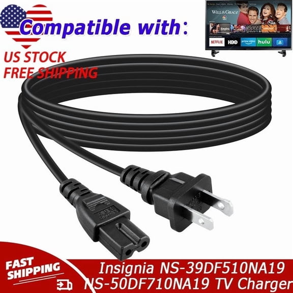 AC Power Cord Cable Compatible with Insignia NS-39DF510NA19 NS-55DF710NA19 NS-50DF710NA19 TV