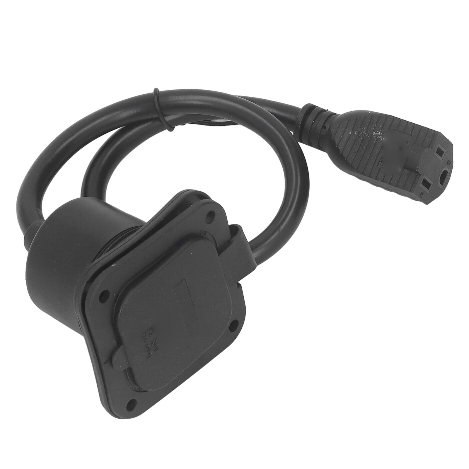 AC Power Inlet Plug, 2 Pole 3 Wire RV AC Port Plug Flange Inlet 125V US Plug Rubber 15A For