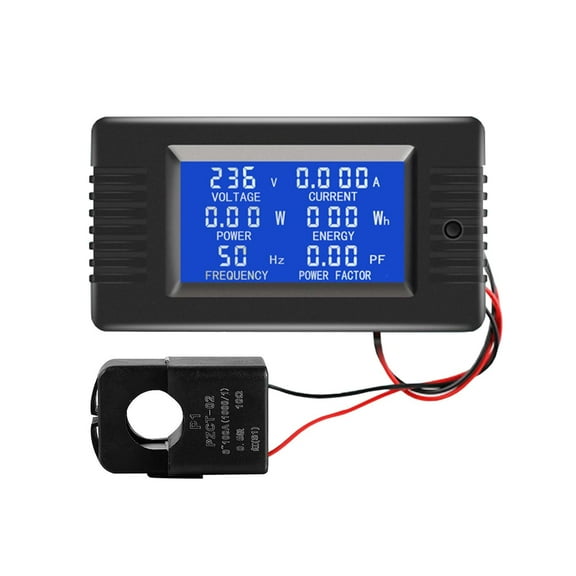 AC Power Meter 80-260V 100A, Hardwired LCD Energy Monitor with Split-Core CT for Generator, RV, Panel and Appliance Load