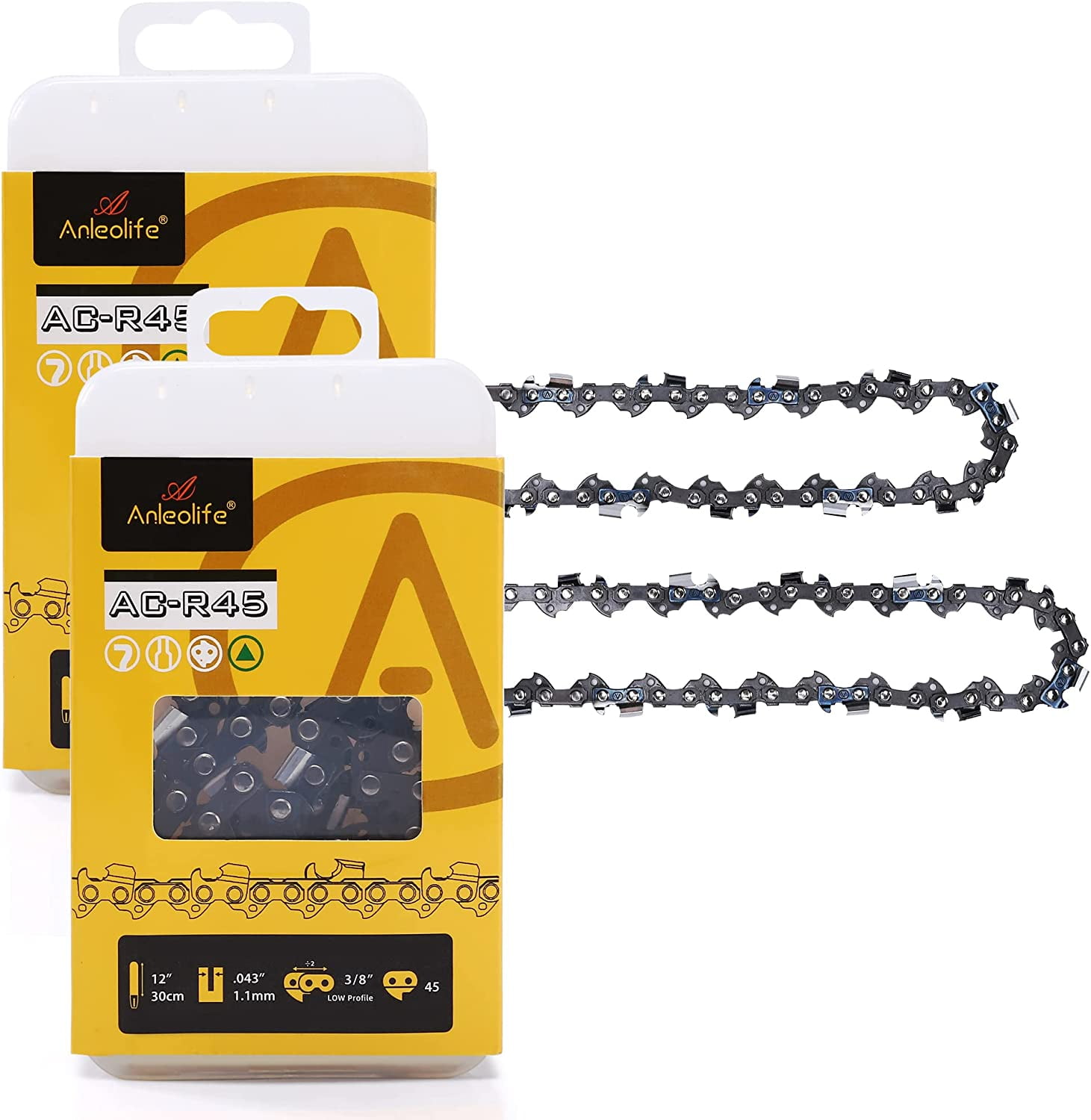 ACR45 Semi Chisel Chainsaw Chain for 12 inch Bar .043" Gauge 3/8 inch