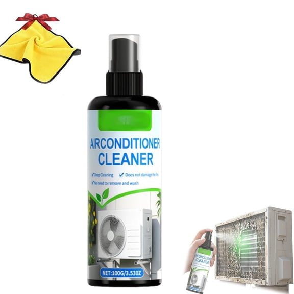 AC & Radiator C leaner, Deep Cleaning AC Coil Cleaner for Indoor Outdoor Units, Radiator Cleaner Removes Dirt & Grime, No Rinse HVAC Cleaning Solution, 100ml