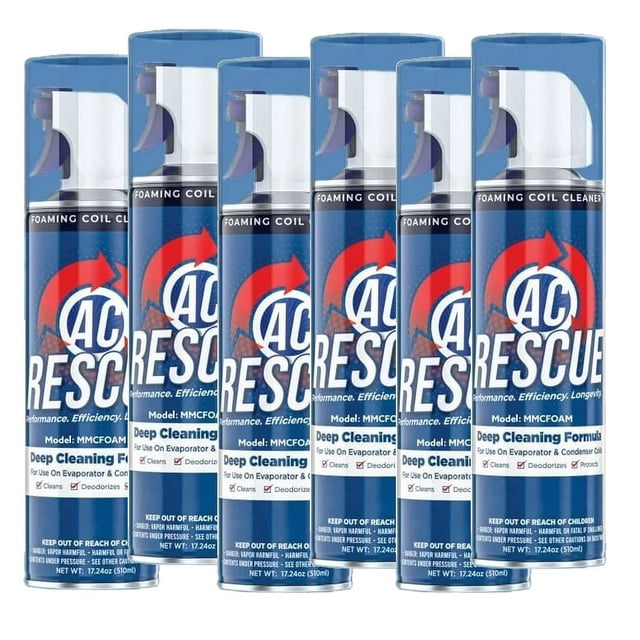 AC Rescue Foaming Air Conditioner Coil Cleaner- Pack of 6 Cans ...