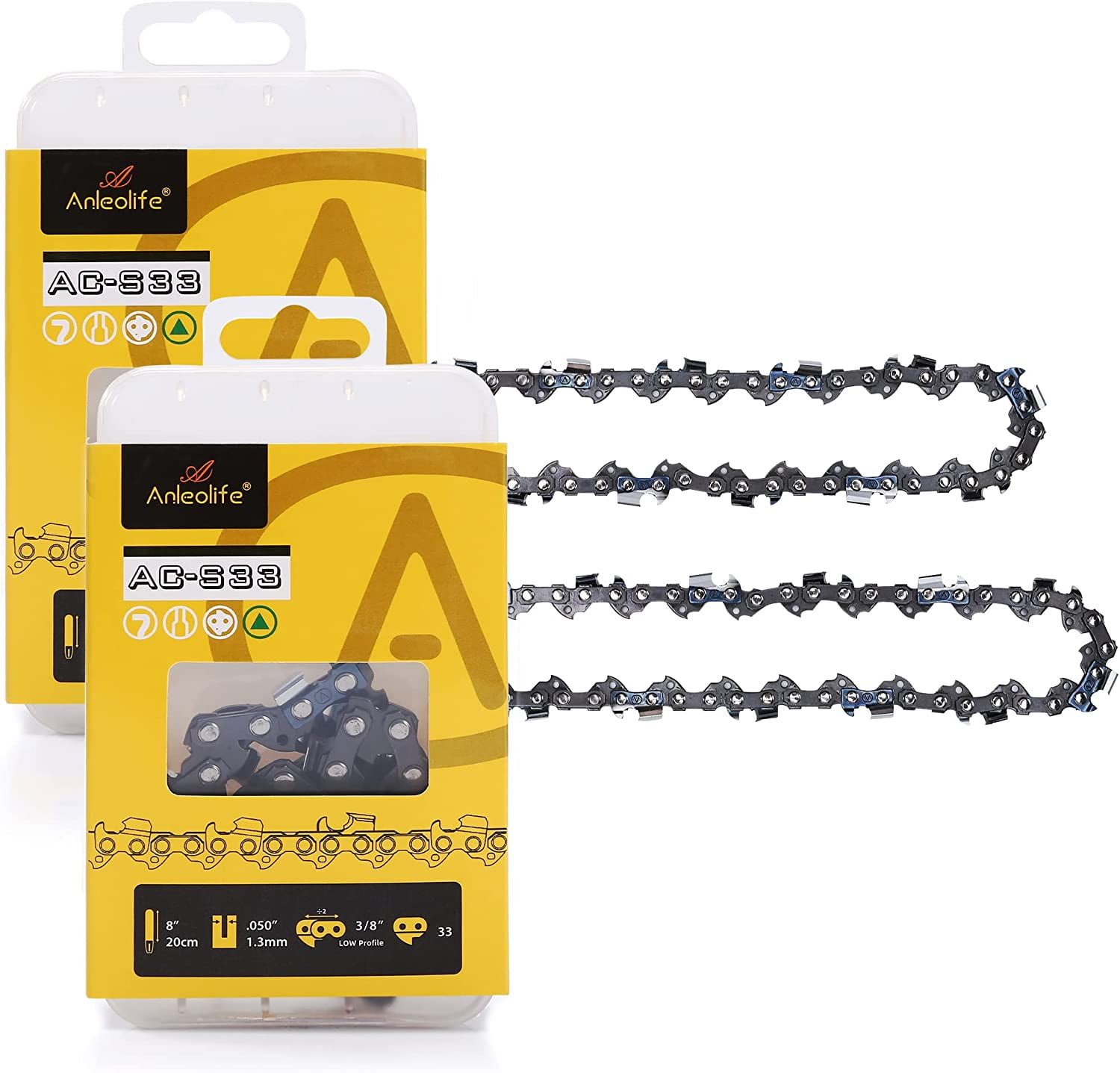 ACS33 Chainsaw Chain for 8Inch Bar 3/8" LP Pitch.050" Gauge33 Drive