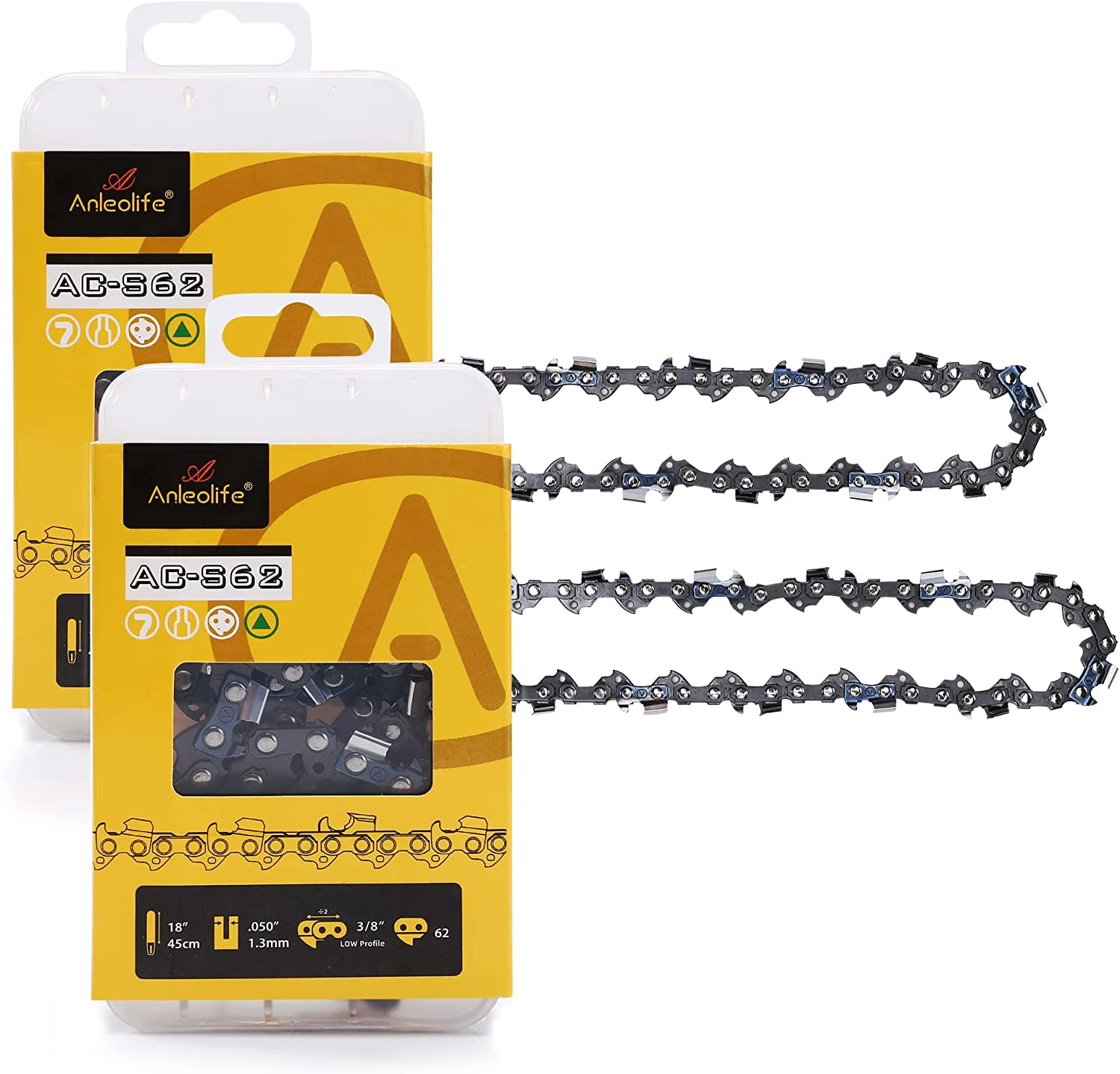 ACS62 Chainsaw Chain for 18" bar 3/8" LP Pitch .050" Gauge, 62 Drive Links Low Kickback Fits