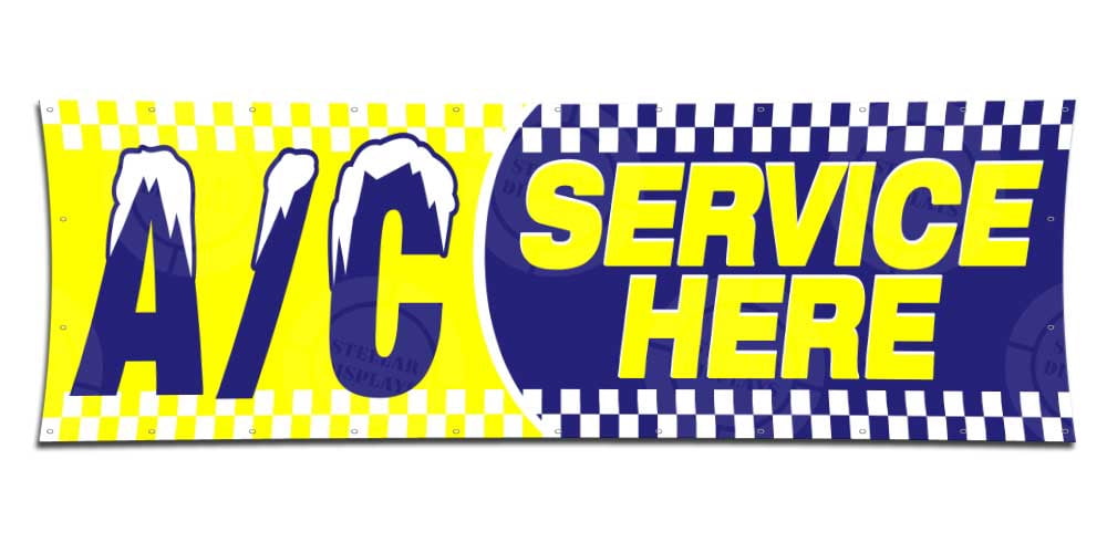 AC SERVICE HERE Banner (5ft X 15ft) Open Sign Display Auto Repair Shop ...