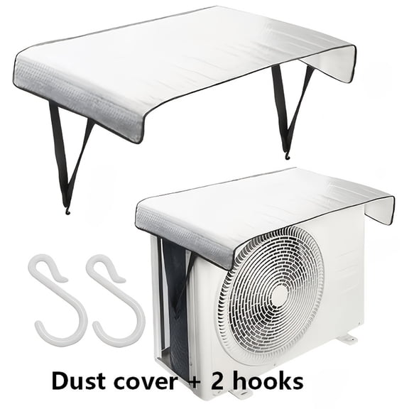 AC Shade for Outside Unit, Air Conditioning Protective Sleeve Patio Awning Canopy UV Rain Snow Protection Sheet AC Unit Covers Outdoor Heat Protection (Silver*1+Hooks*2)