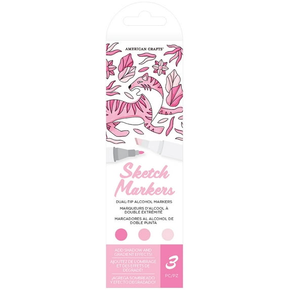 AC Sketch Markers Dual-Tip Alcohol Markers 3/Pkg-Cotton Candy