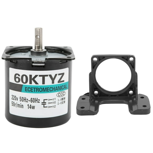 AC Synchronous Motor, 14W, 2-Way High Torsion with Permanent Magnet and Central Shaft Bracket, 50rpm, AC220V