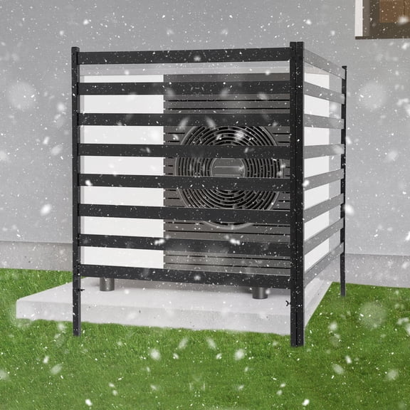 AC Unit Fence Panel Set, 130x98.5cm Spaced Slat Design for Optimal Ventilation, High-Temp Baking Paint, Easy Soil Mounting, Protects from Weather and Pets