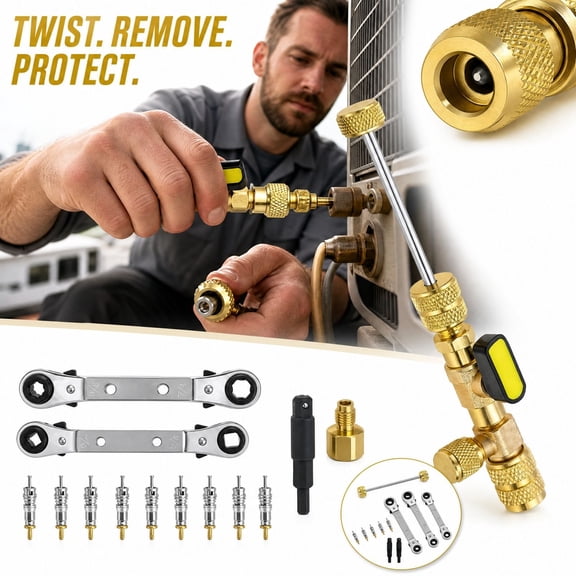 AC Valve Core Removal Tool, Ratchet Wrench Safe Quick Disassembly Assembly Refrigeration AC Repair Hardware Set 1 Set white