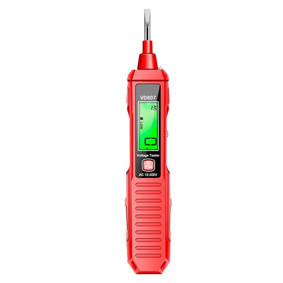 AC Voltage Tester VD807 with Non Contact Voltage Sensing, For Live Wire Identification, Audible Alarm and LED Flashlight for Precise Electrical Inspections (RED)