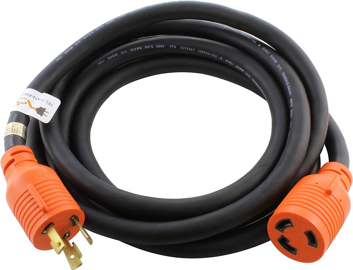 AC WORKS NEMA L630 Rubber SOOW 10/3 Extension Cord (100FT)