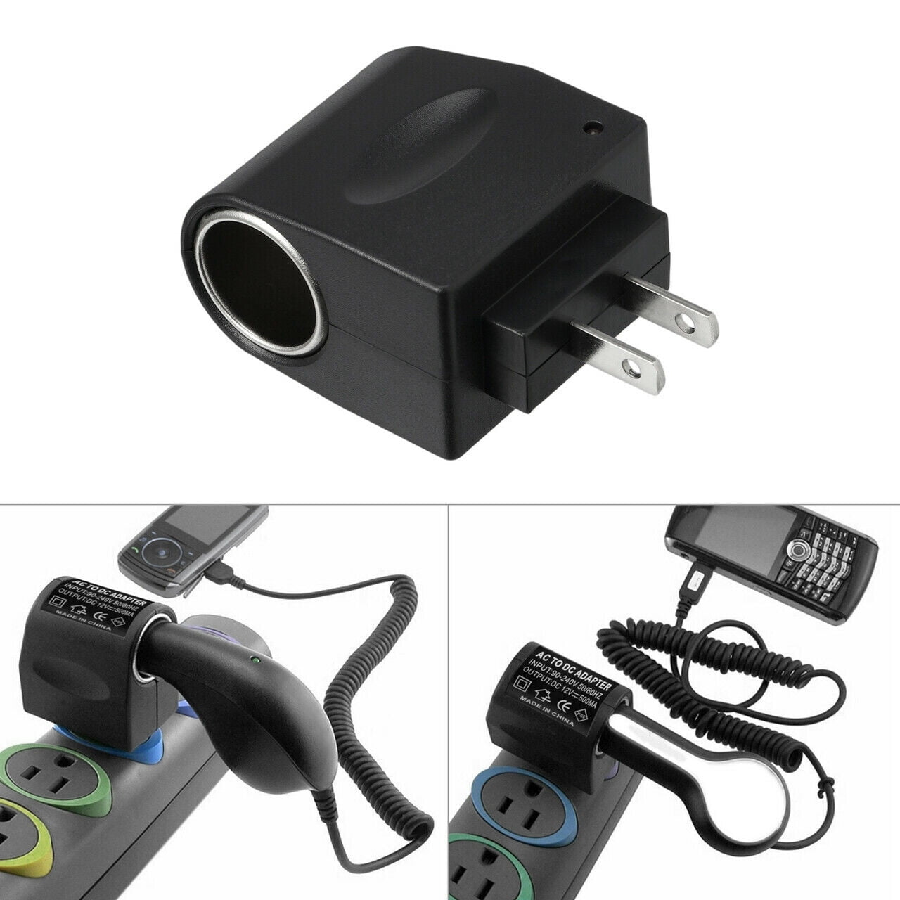 AC Wall Outlet To 12V DC Cigarette Lighter Car Socket Adapter cell